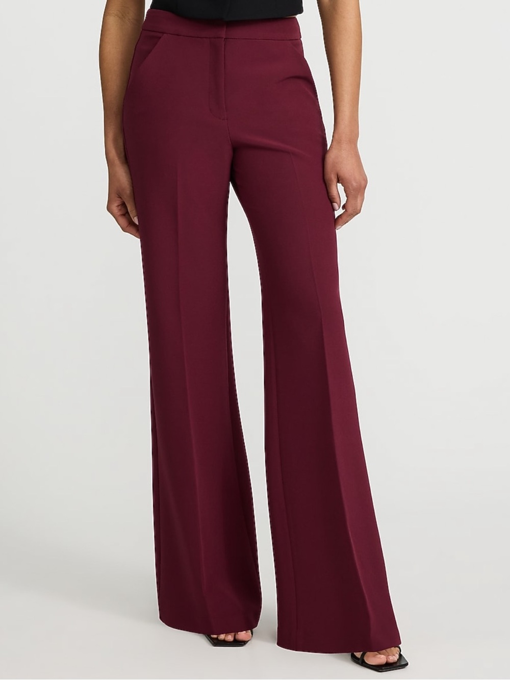 Express Editor High Waisted Flare Trouser Burgundy - 12 Regular